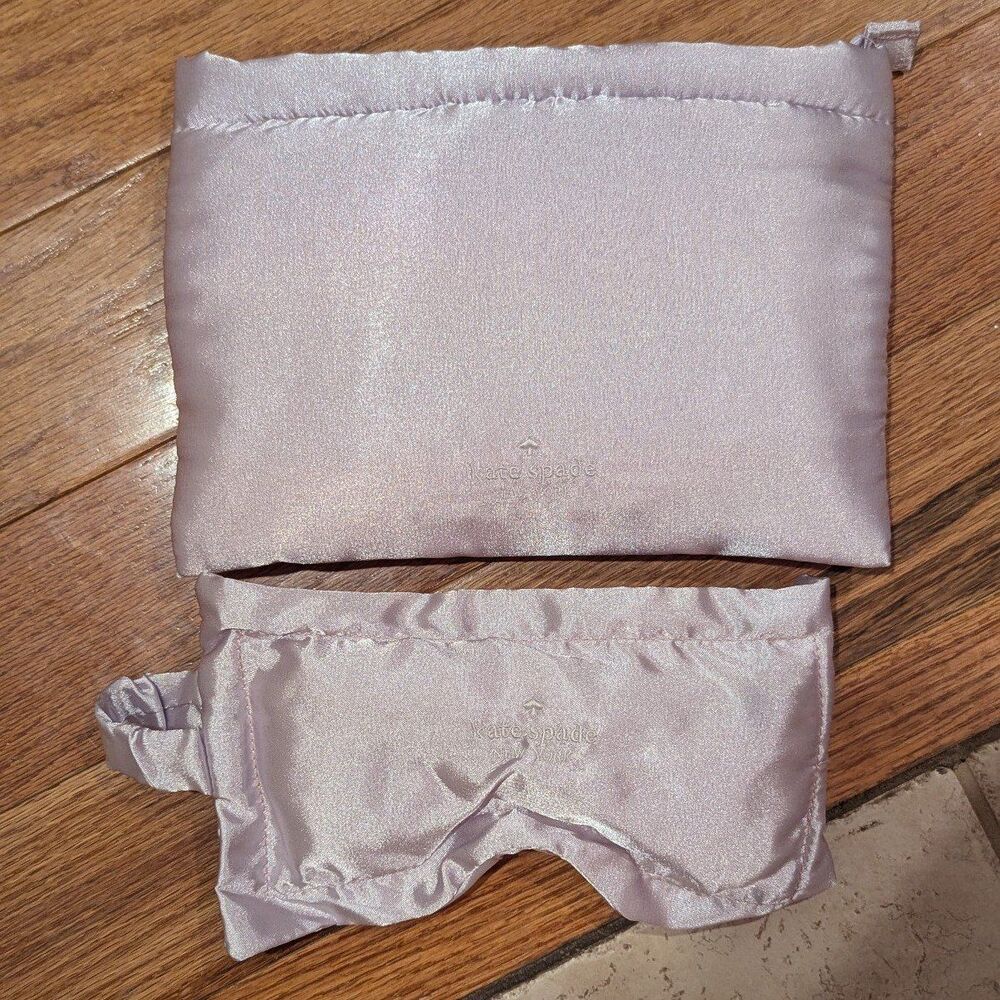 Kate Spade Light Purple Lilac Satin Sleep‎ Rest Spa Eye Mask and Carrying Pouch
